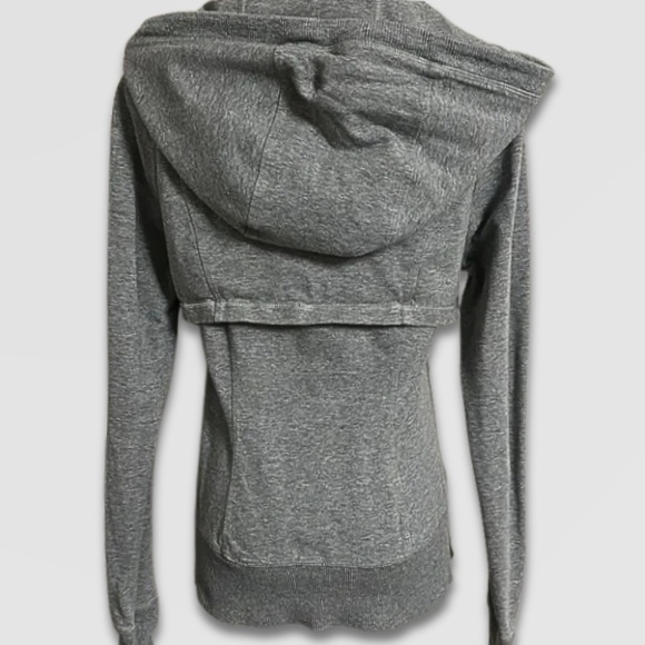 Lululemon After Asana Hoodie Front Zip Mesh Panel Grey/Neon Yellow Women’s US 8 - Picture 4 of 9